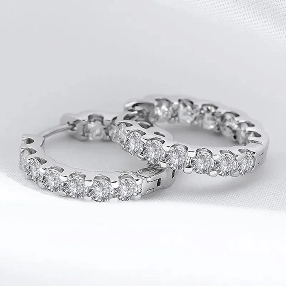 Certified 2.6 ct. t.w. Moissanite Diamond Inside Out Hoop Earrings NEW - Picture 6 of 14